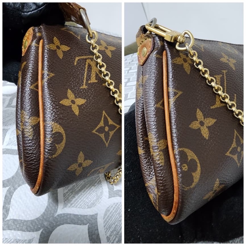 Authentic LOUIS VUITTON Monogram Canvas Eva Clutch/ Crossbody Bag Brown - Picture 15 of 16